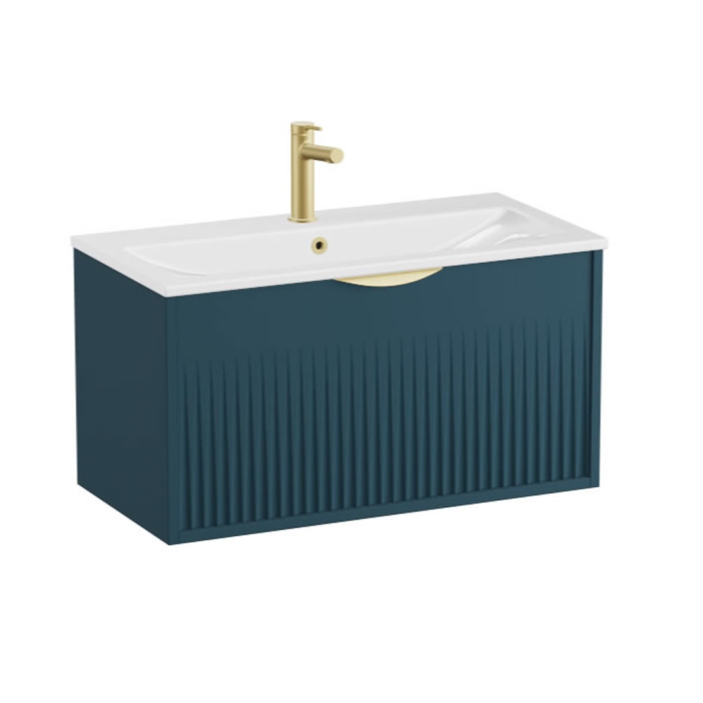 Vado Safari Fluted 800mm Atlantic Blue Wall Hung Vanity Unit & Ceramic Basin
